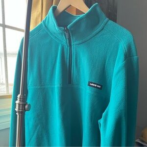 Lands' End Men's Teal Blue Quarter-Zip Fleece Sweater